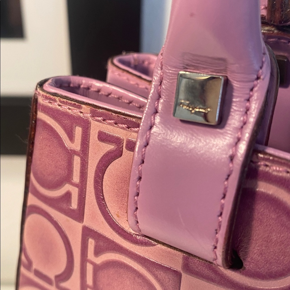 Salvatore Ferragamo Gancini Logo Lavender Leather Tote - Picture 12 of 13